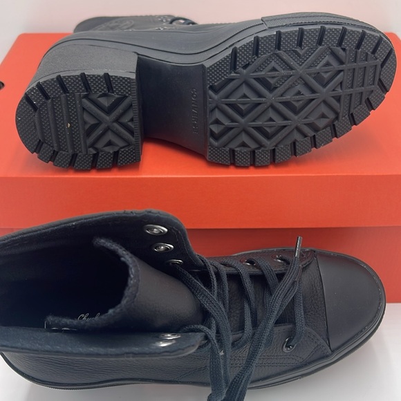 Converse WMNS CHUCK 70 DE LUXE HEEL HI BLACK/BLACK/WHITE A06145C Platforms Snkrs - Picture 3 of 16